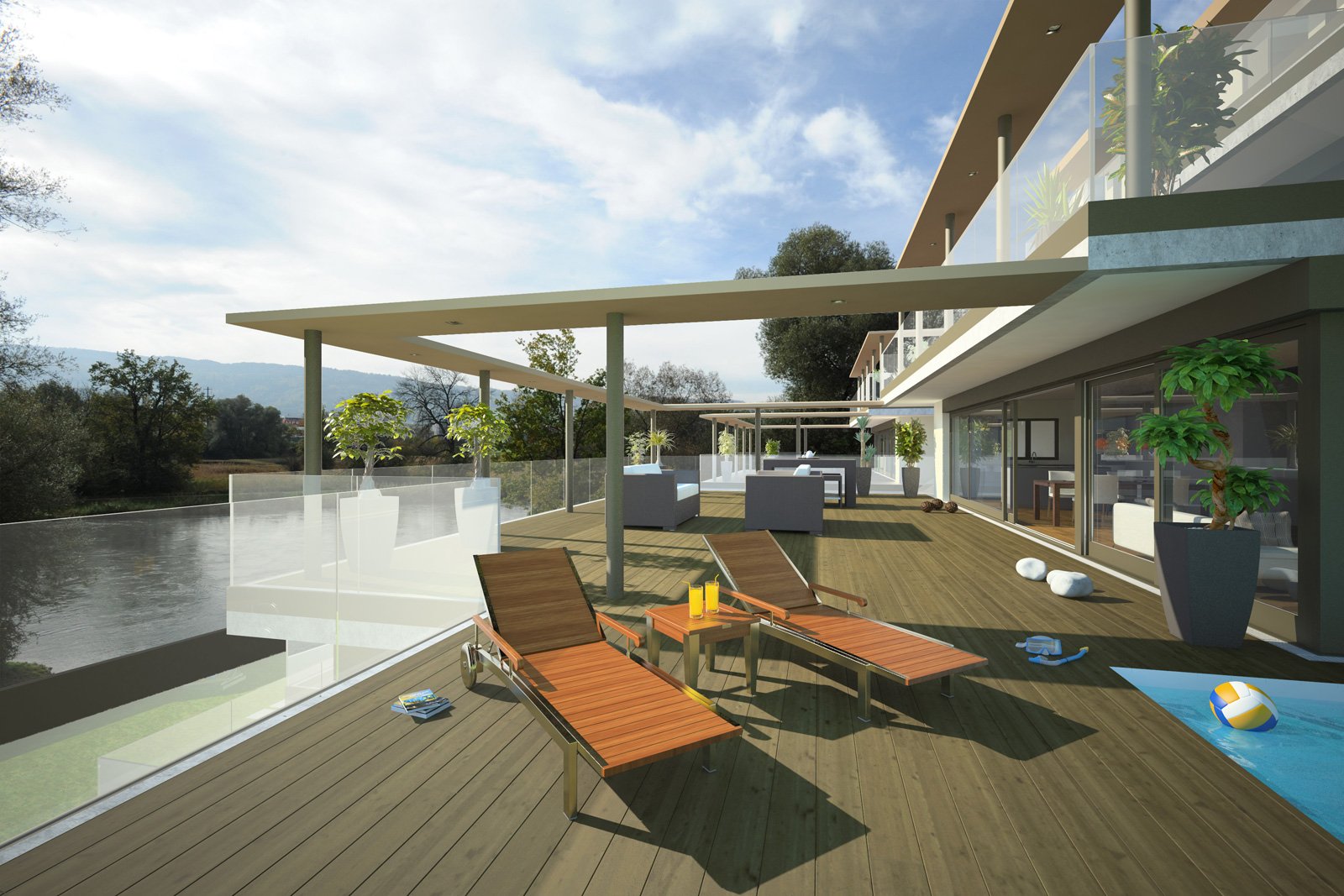 Terrasse Haus 4 mit Swimmingpool